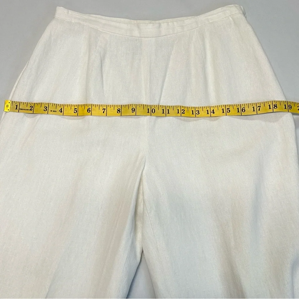 Style & Co Womens Linen Blend Trouser Pants Petite Sz 10PHigh Rise‎ Lined White
